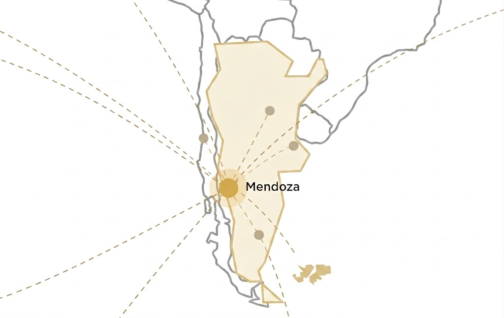 Mapa Argentina — METS opera desde Mendoza